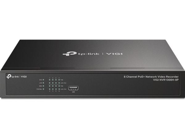 TP-Link VIGI NVR1008H-8P, 8 kanavaa, 3840 x 2160 pikseliä, 8 kanavaa, 720p, 1080p, 1920 x 1080, 1680 x 1050, 1440 x 900, 1280 x 1024, 102 4x 768, 1...