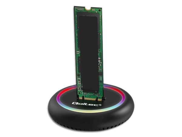 Qoltec 52275 M.2 SSD-drev telakointiasema | SATA | NVMe | USB-C | 2 TB