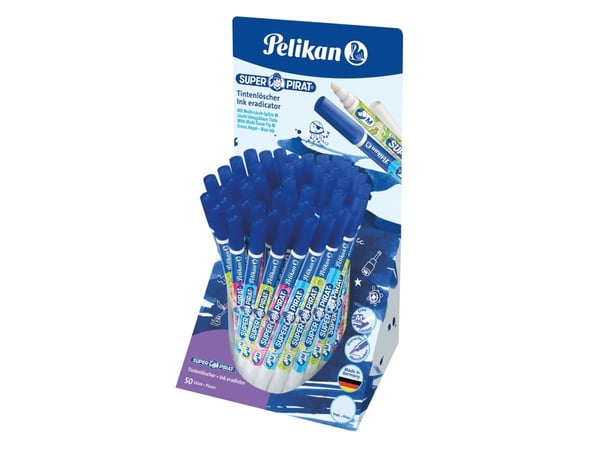 Pelikan mustepyyhekumi Super Pirat 850M, tiskipöydässä kaksi kärkeä - pyyhkii ja korjaa - pyyhkii kuninkaansininen - 50 kpl (811583) Pelikan mustepyyhekumi Super Pirat 850M, tiskipöydässä kaksi kärkeä - pyyhkii ja korjaa - pyyhkii kuninkaansininen - 50 kpl (811583)
