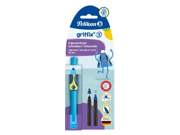Pelikan griffix, Tynn penn, Blå, Blå, Plast, Høyrehendt, Blister