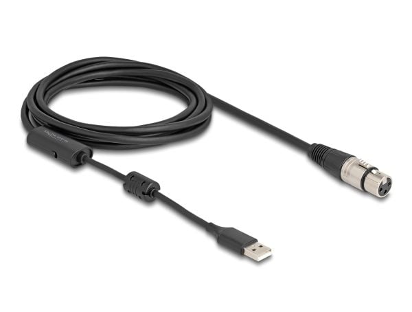 Delock - Mikrofonkabel - USB hann til XLR3 hunn - 3 m - svart/sølv