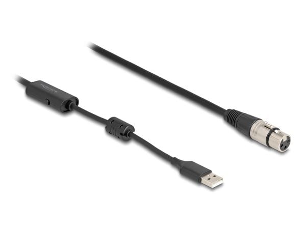Delock - Mikrofonkabel - USB hann til XLR3 hunn - 3 m - svart/sølv