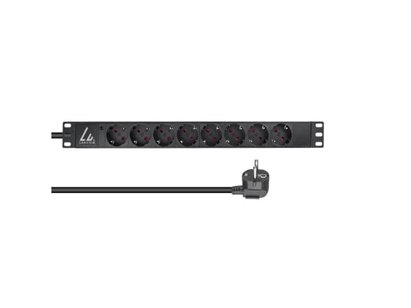 Lanview LVR-2MSCH-LIC-SCH8, Perus, 1U, Yksivaiheinen, Vaaka, musta, 8 AC-pistorasia(a)