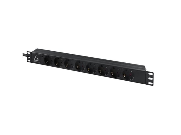 Lanview LVR-3MIEC-LIC-SCH8, Perus, 1U, Yksivaiheinen, Vaaka, musta, 8 AC-pistorasia(a)