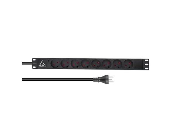 Lanview LVR-2MDK-LIC-DK8, Perus, 1U, Yksivaiheinen, Vaaka, musta, 8 AC-pistorasia(a)