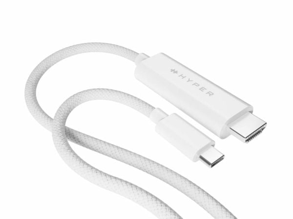 HyperDrive - Adapterkabel - USB-C hann til HDMI hann - 2.5 m - hvit - 4K 60Hz støtte, Støtte for DP Alt-modus