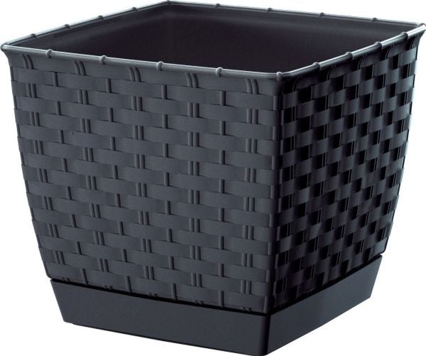 Prosperplast Firkantet blomsterpotte RATOLLA SQUARE DRLK250-S433, Farge Antrasitt, Prosperplast, Mål 24x24x22 cm