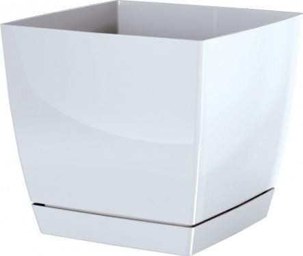 Prosperplast blomsterpotte med stativ kvadratisk Coubi hvit 13,5x12,4 cm