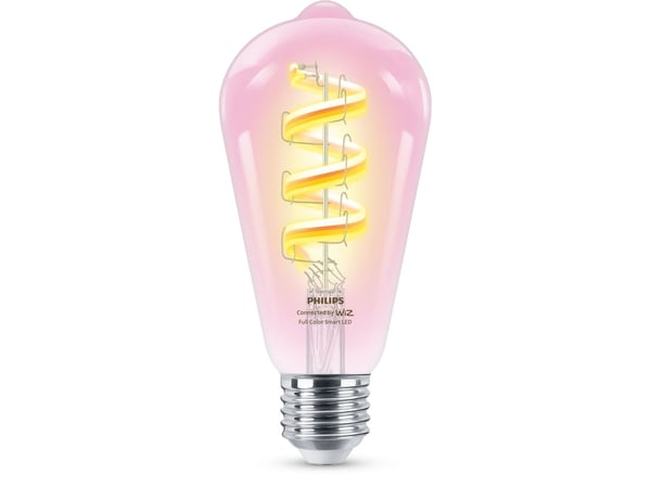Philips Smart - LED-filamentlyspære - form: ST64 - klar finish - E27 - 6.3 W (ekvivalent 40 W) - klasse G - RGB-lys - 2200-6500 K