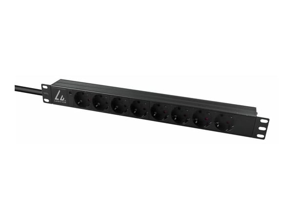 Lanview - Strømfordelingslist (kan monteres i rack) - 16A - AC 230 V - enkeltfase - inngang: type F - utgangskontakter: 8 (8 x Type F) - 1U - 19" -...