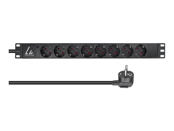Lanview LVR-2MSCH-LIC-SCH8, Perus, 1U, Yksivaiheinen, Vaaka, musta, 8 AC-pistorasia(a)