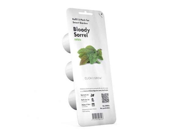 Click & Grow Bloody Sorrel, Syötävä kasvi, Verihierakka, Täyttöpakkaus, Kasvaa nopeasti (3–5 viikkoa), 7 - 14 päivää, 1 - 2 kuukautta