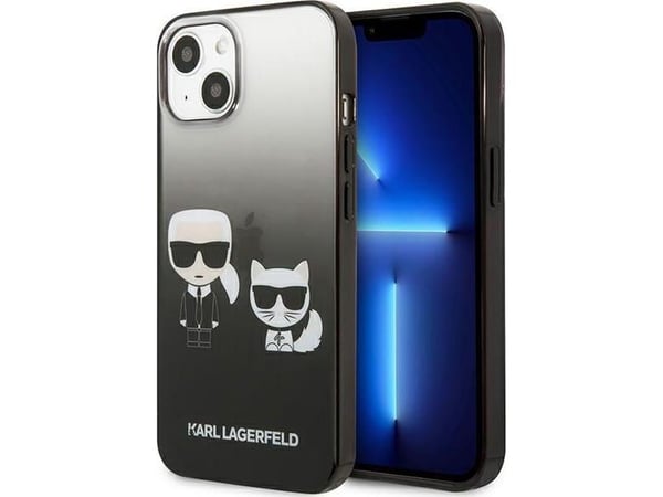 Karl Lagerfeld Gradient Ikonik Karl & Choupette-deksel til iPhone 13 mini - svart