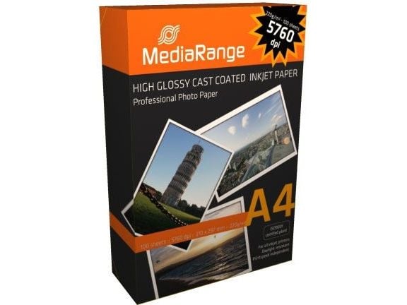 MediaRange - Høyblank - belagt - A4 (210 x 297 mm) - 220 g/m² - 100 ark fotopapir