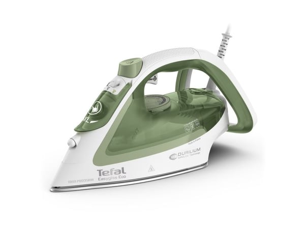 Tefal Easygliss Eco FV5781, Torr & Ångstrykjärn, Durilium Airglide-sulplatta, 2 m, 260 g/min, Vit, Grön, 50 g/min