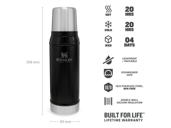 Stanley 10-01612-028, 0,75 L, Musta, Ruostumaton teräs, 20 h, 20 h, Telttailu