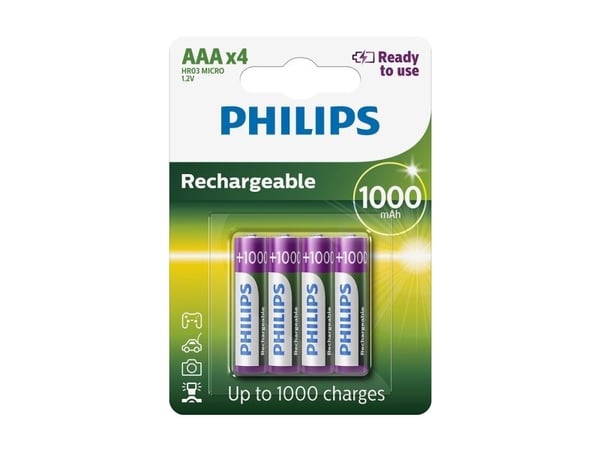 Philips R03B4RTU10 - Batteri 4 x AAA - NiMH - (oppladbart) - 1000 mAh
