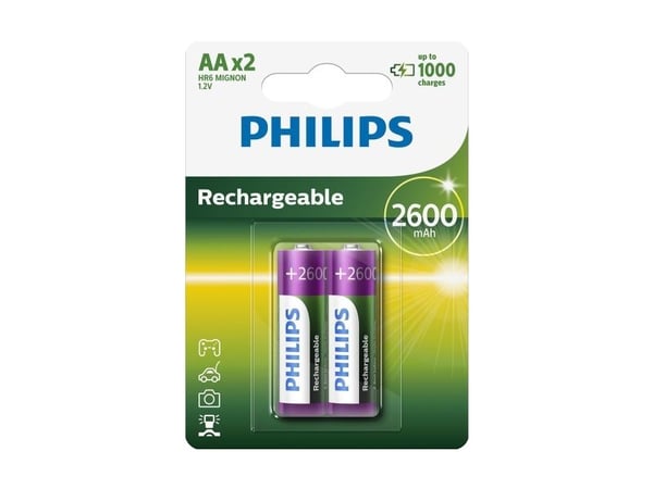 Philips Multilife R6B2A260 - Batteri 2 x AA-type - NiMH - (ladbare) - 2600 mAh