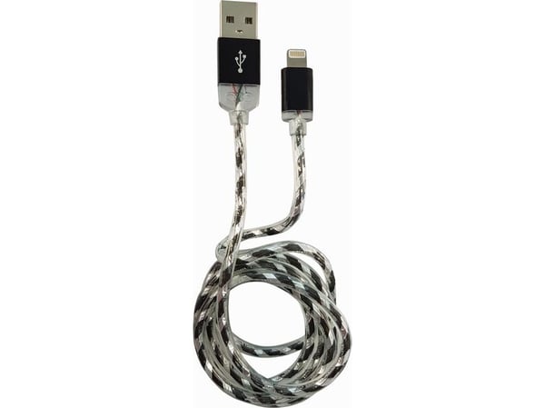 LC Power - Lightning-kaapeli - USB-uros - Lightning-uros - 1 m - Musta, hopea - Apple iPadille/iPhonelle/iPodille (Lightning)