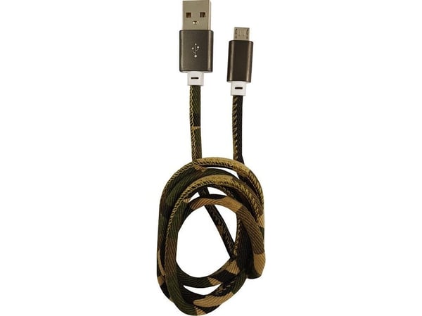 LC-Power LC-C-USB-MICRO-1M-5, 1 m, USB A, Micro-USB B, Kamuflasje, Grønn