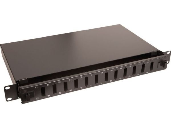 Lanview - Koblingspanel - rackmonterbar - LC Quad/SC Duplex X 12 - svart - 1U - 19"