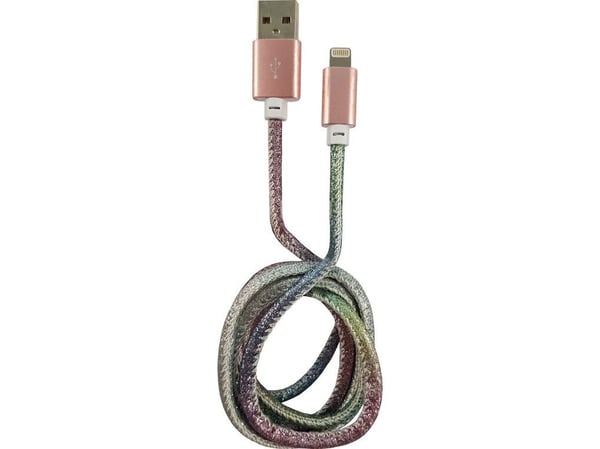 LC Power - Lightning-kabel - USB-hann til Lightning-hann - 1 m - Disco Glitter - for Apple iPad/iPhone/iPod (Lightning)