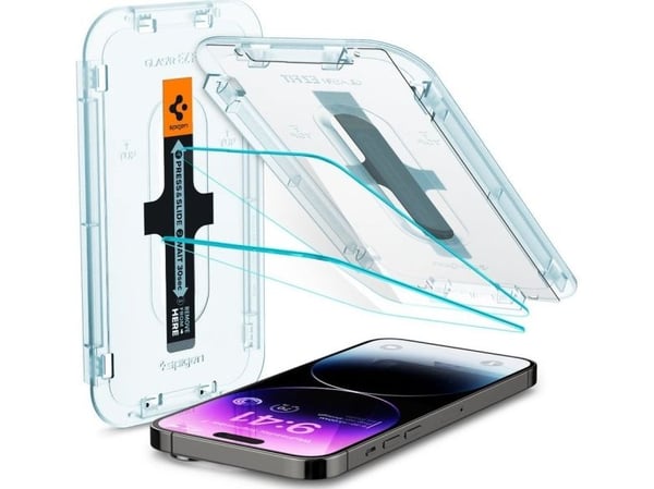 Spigen EZ FIT GLAS.tR, Apple, iPhone 14 Pro, Reptålig, Transparent, 1 styck