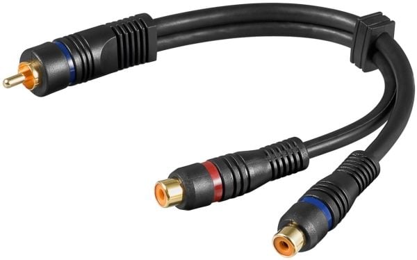 goobay - Lydsplitter - kombinert lyd - RCA plugg til RCA beholder - 20 cm - dobbeltisolert - svart
