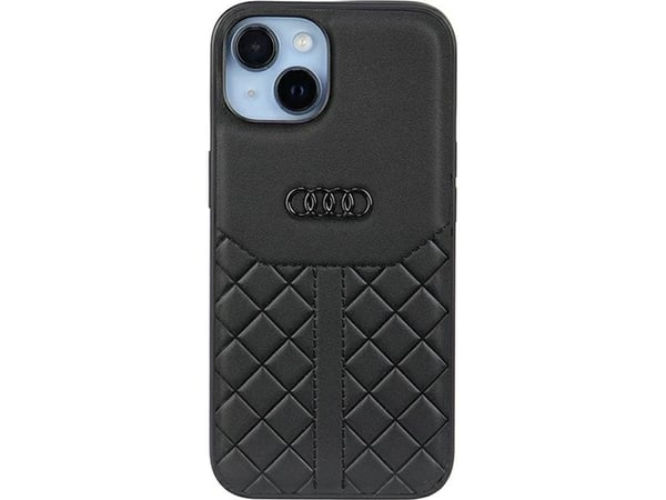 Audi ekte lær iPhone 14 6.1" svart/svart hardcase AU-TPUPPCIP14-Q8/D1-BK