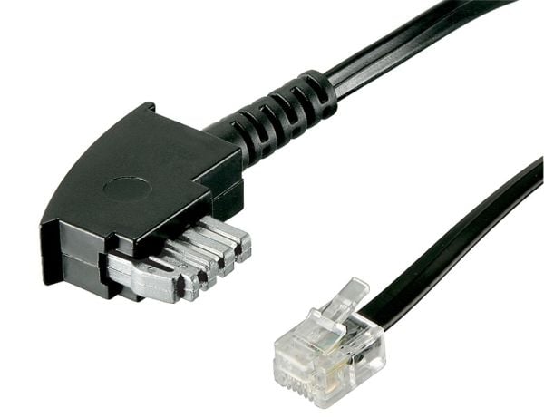 goobay - Telefonadapter - RJ-11/RJ-14 (hann) til TAE-N (hann) - 6 m - flat - svart