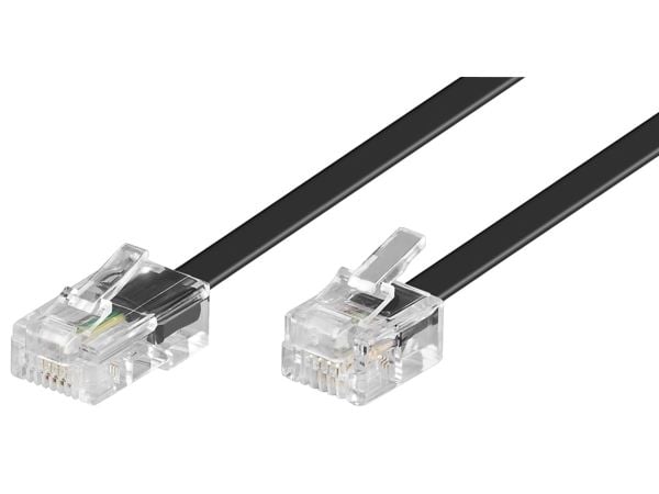 goobay Western cable - Telefon/nettverks-kabel - RJ-11/RJ-14 (hann) til RJ-45 (hann) - 3 m - flat - svart