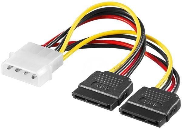 Wentronic Goobay Power-Adapter, 0.13 m - 4-pol. 5.25-Powerstecker > 2x 15-pol. S-ATA (68524)