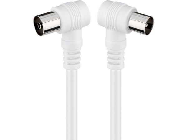 goobay AKW 0150 - Antenneforlengelseskabel - IEC-kobling hunn til IEC-kobling hann - 1.5 m - dobbeltskjermet koaksial - 75 dB - hvit - 90° kontakt
