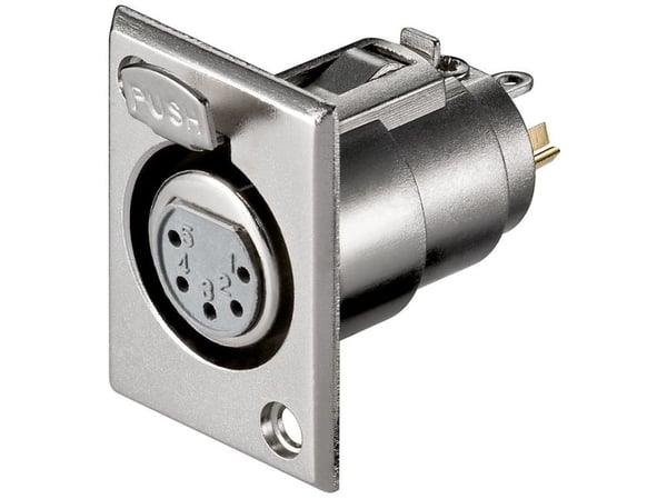 Mikrofoninstallasjonsuttak, 5-pins - med lås, gullbelagt