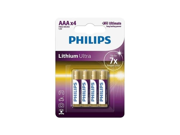 PHILIPS batteri ultralitium AAA 4-pak - 1406380