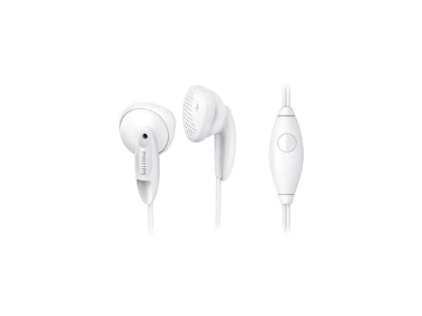 Philips Øretelefoner med mikrofon SHE1355WT/00, Koblet med ledninger (ikke trådløs), 10 - 22000 Hz, Samtaler/musikk, 14,5 g, Hodesett, Hvit
