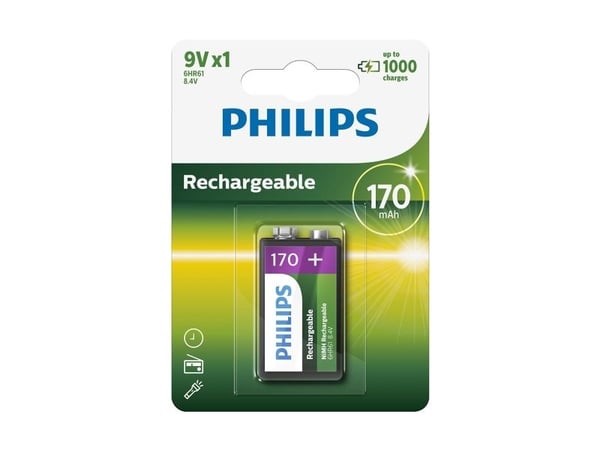 Philips Multilife 9VB1A17 - Batteri 9V - NiMH - (ladbare) - 170 mAh