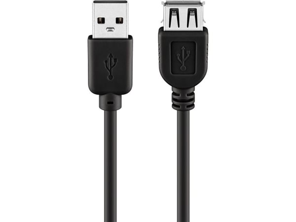 Goobay USB 2.0 AA 180 LC, 3m, 3 m, USB A, USB A, Uros/naaras, Musta