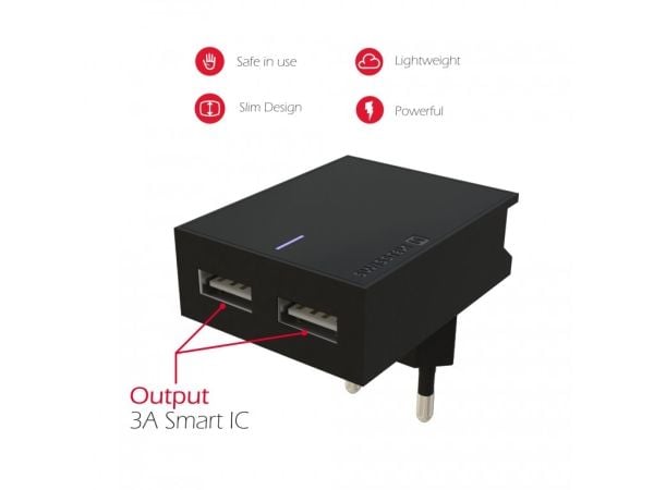 Lader Swissten 2x USB-A 3 A (22042000)