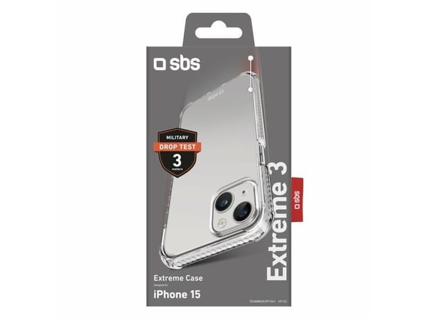 SBS Extreme X3, Etui, Apple, iPhone 15, 15,5 cm (6.1"), Gjennomsiktig