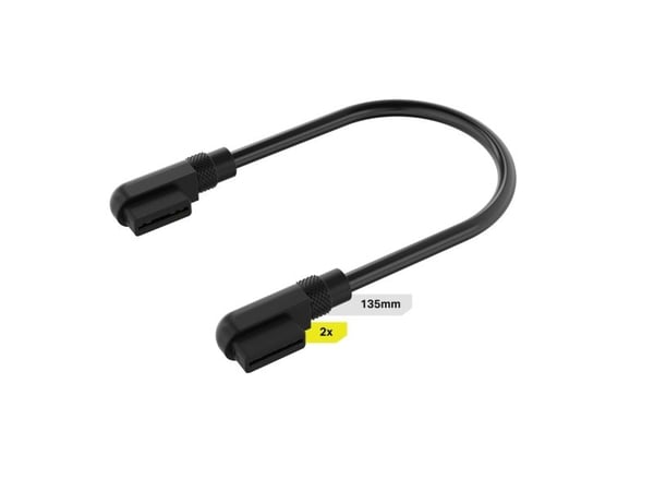 Corsair iCUE LINK - Strøm/data-kabel - CORSAIR iCUE link vinklet til CORSAIR iCUE link vinklet - 13.5 cm - svart (en pakke 2)