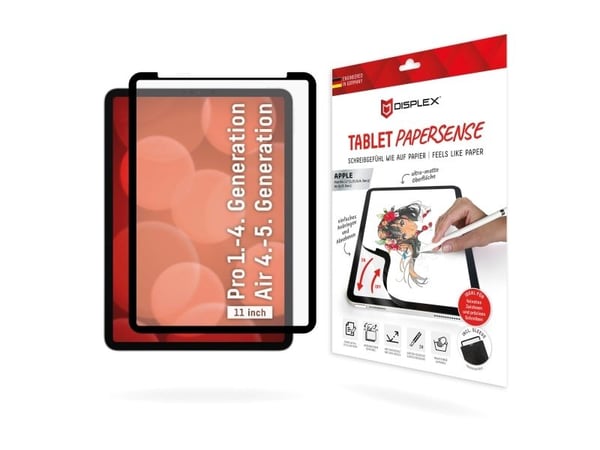 Displex TABLET PAPERSENSE für iPad Pro 11'' (1./2./3./4. Gen.)/Air (4./5. Gen.) - wiederablösbare Schreibfolie und Zeichenfolie mit Paper Feeling (...