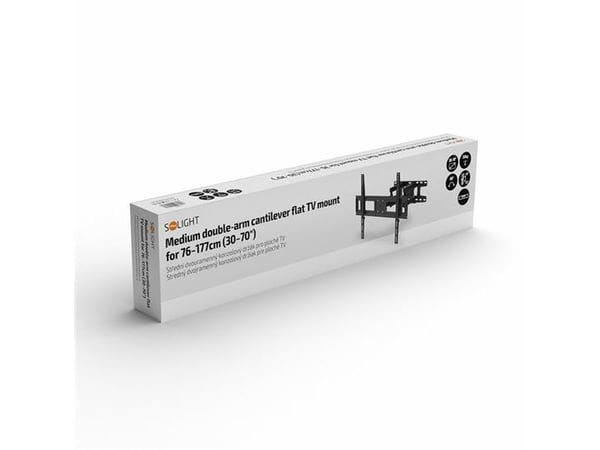Solight 1MK41, 177,8 cm (70"), 75 x 75 mm, 600 x 400 mm, -12 - 8°, 60°, Sort
