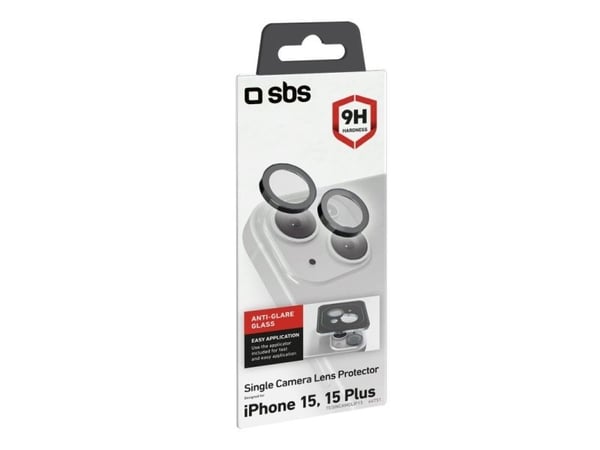 SBS TESINCAMGLIP15, Linsebeskytter, Sort, Glass, Silikon, Apple, iPhone 15/15 Plus, 15 g
