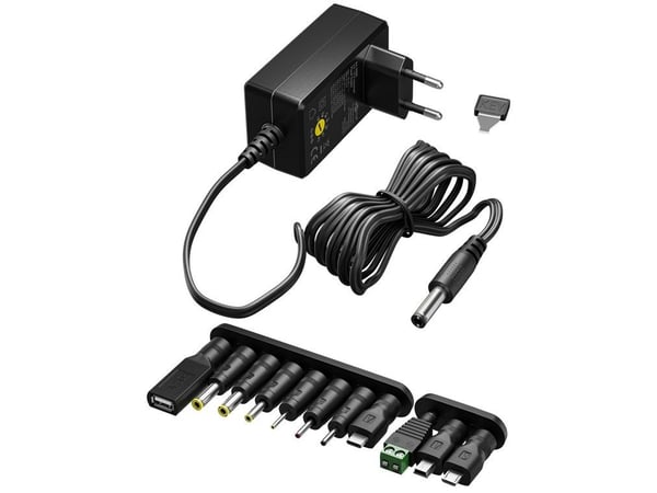 Goobay 65592, Universaali, Sisätila, 100-240 V, 3,6 W, Ylivirta, Ylijännite, Ylikuormittaa, Oikosulku, musta