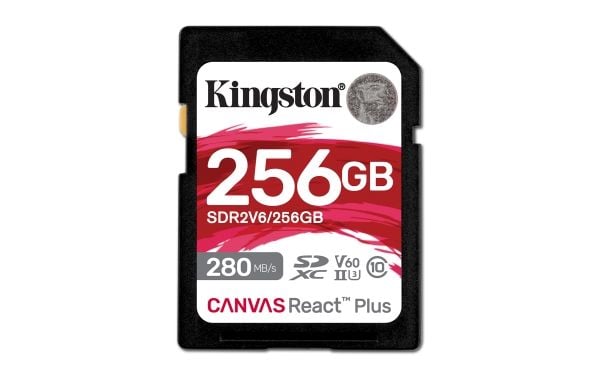 Kingston Canvas React Plus - Flashminnekort - 256 GB - Video Class V60 / UHS-II U3 / Class10 - SDXC UHS-II