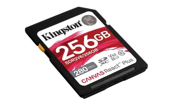 Kingston Canvas React Plus - Flashminnekort - 256 GB - Video Class V60 / UHS-II U3 / Class10 - SDXC UHS-II