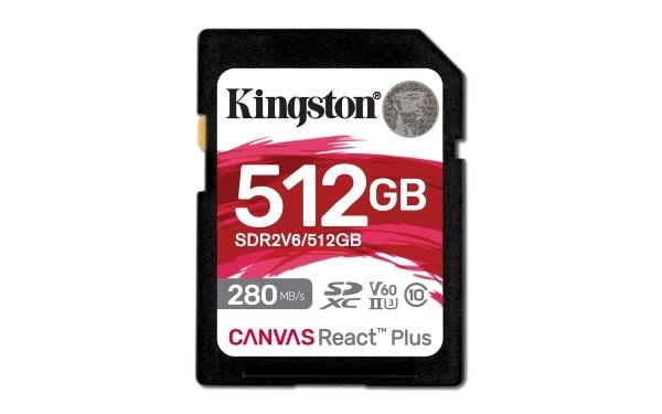 Kingston Canvas React Plus - Flashminnekort - 512 GB - Video Class V60 / UHS-II U3 / Class10 - SDXC UHS-II