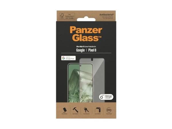 PanzerGlass - Skjermbeskyttelse for mobiltelefon - ultrabred passform - rammefarge svart - for Google Pixel 8