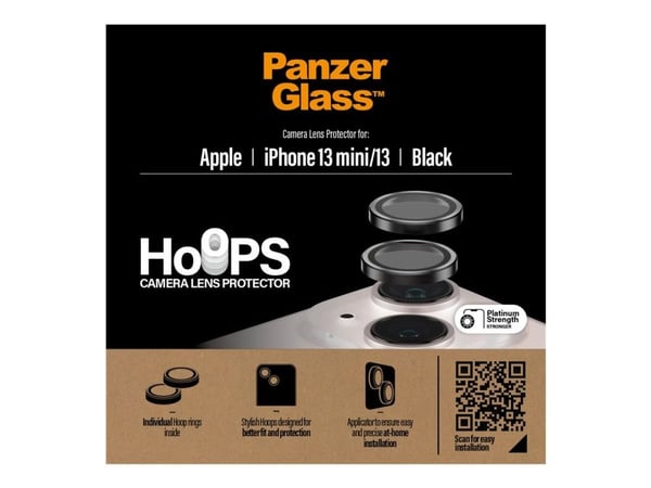 PanzerGlass - Linsebeskytter for mobiltelefon - svart - for Apple iPhone 13, 13 mini